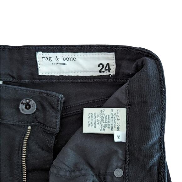 Rag & Bone Nina High-Rise Jeans Womens 24 Ankle Length Skinny No Fade Black US 0 - Picture 2 of 11